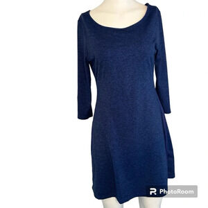 Patagonia Women Seabrook Dress 3/4 Sleeve Faux Wrap Back UPF 50+ Moon Blue Small